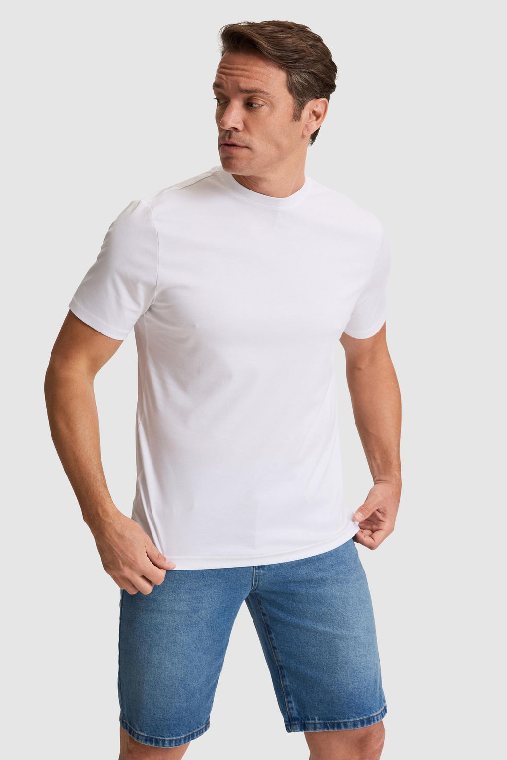 Erkek Beyaz Regular Fit Bisiklet Yaka Basic Ti__rt