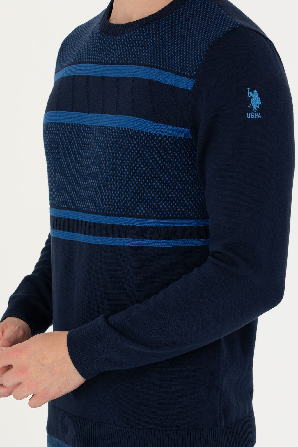 Свитер U.S. Polo Assn мужской темно-синий хлопок фото 20