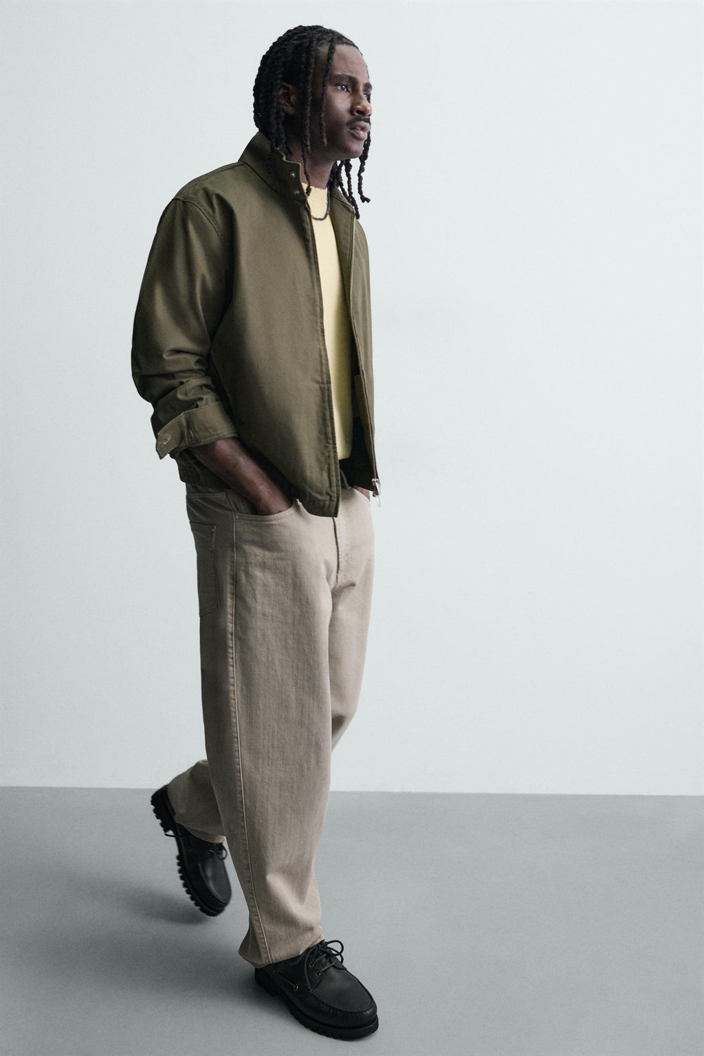 PANTAL?N RELAXED FIT CIERRE CRUZADO / Gris claro - Zara фото 6