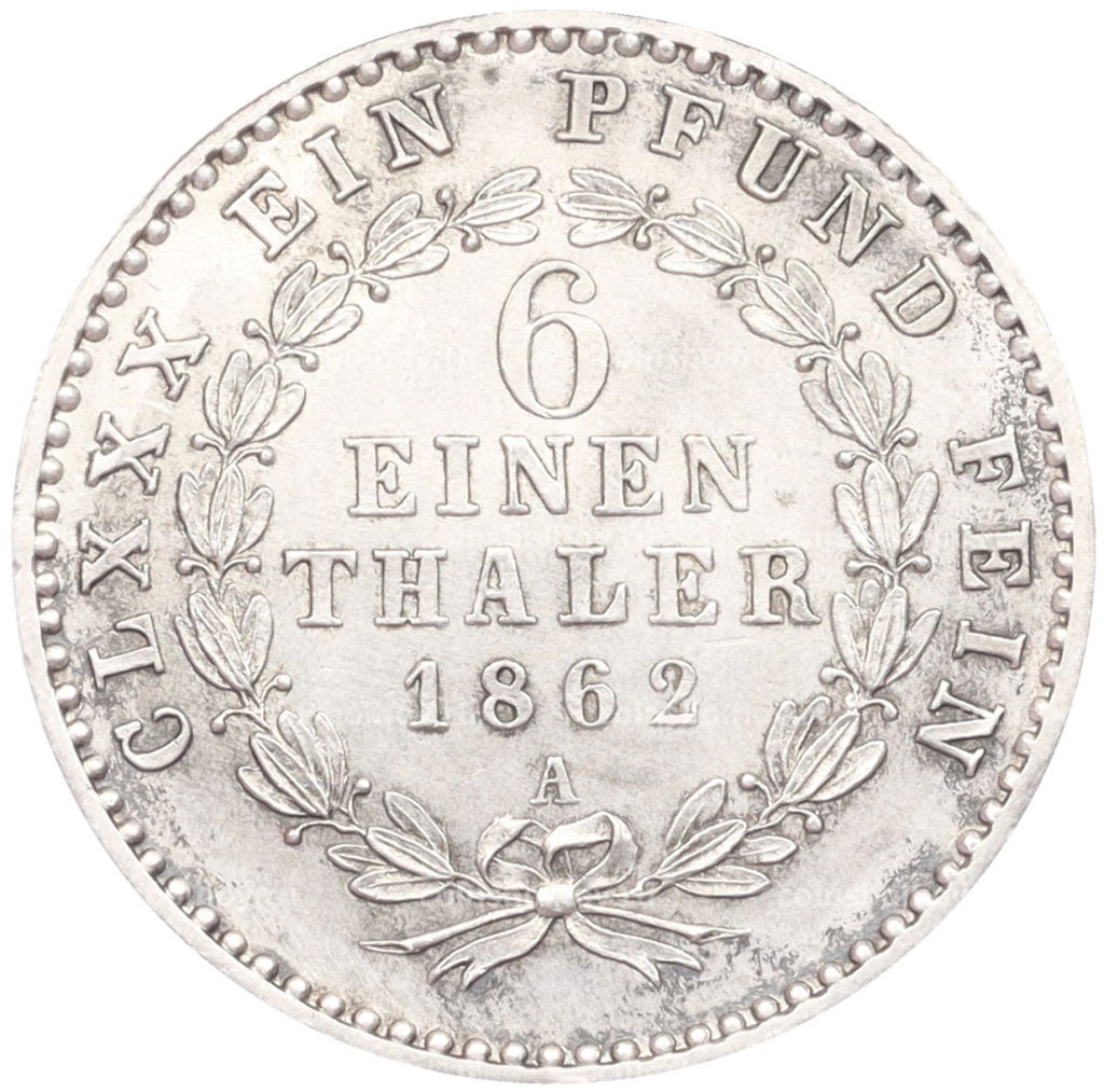 1/6 талера 1862 года A Ангальт-Бернбург