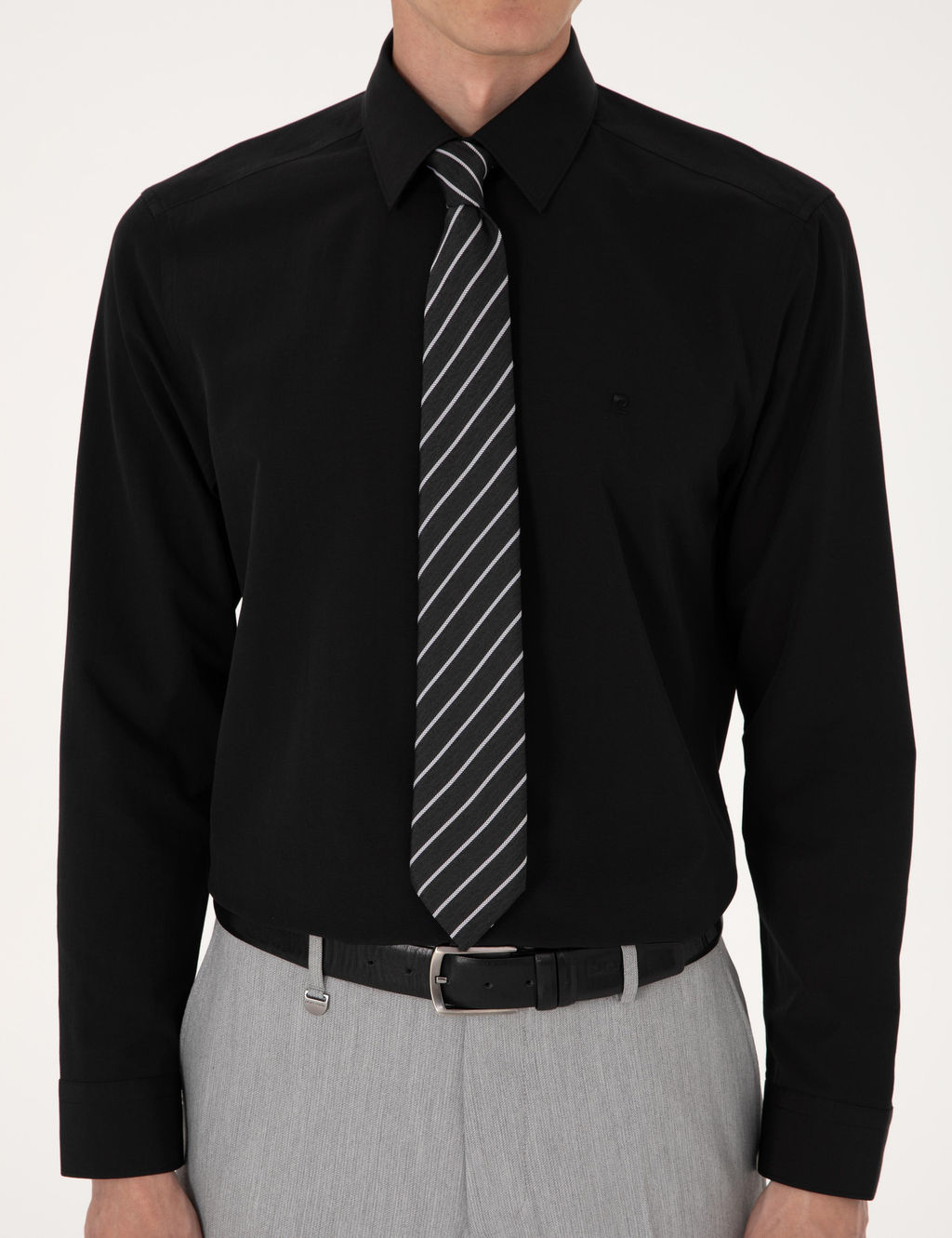 Siyah Slim Fit Uzun Kollu Basic G_mlek