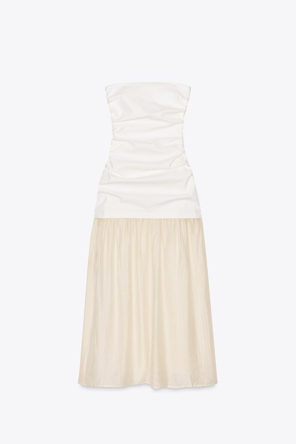 CONTRAST STRAPLESS MIDI DRESS - Zara фото 7