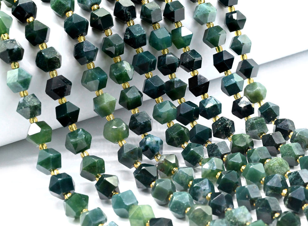 Бусины из агата индийского многогранник 10*9мм, 39см, 36 бусин Радуга камня