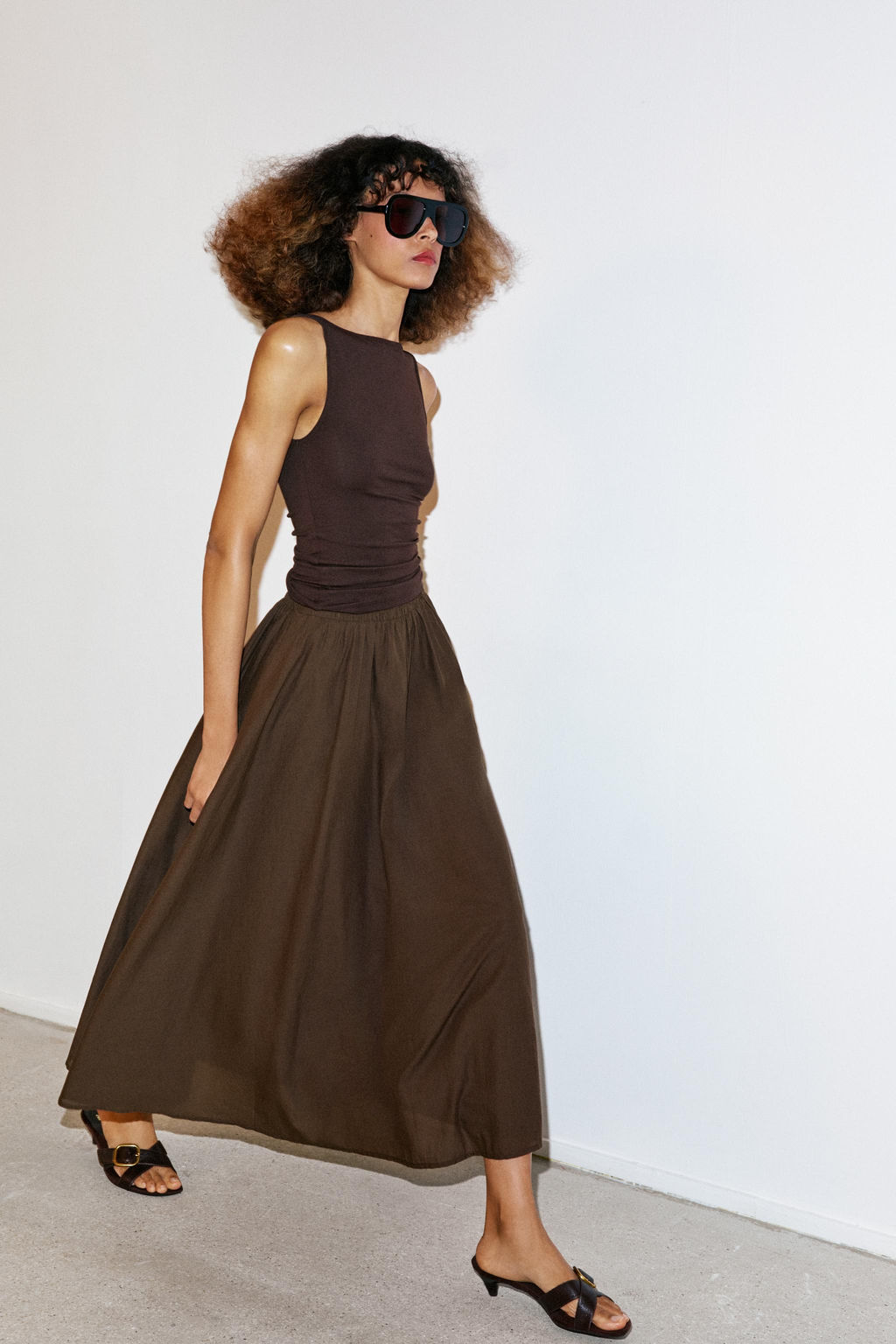 FALDA MIDI CAPA / Marr?n - Zara фото 3