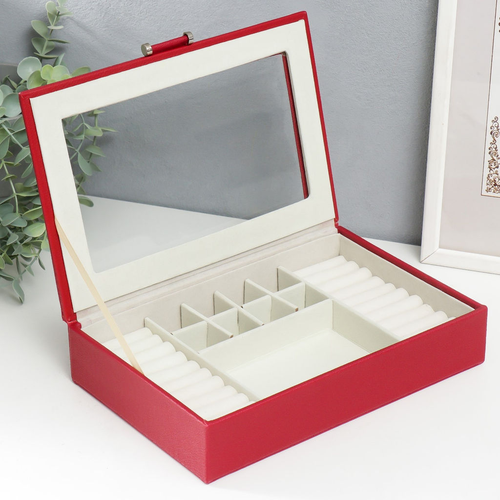 Шкатулка кожзам для украшений Хэмптонс красная 5,5х27х18 см - Simaland фото 2