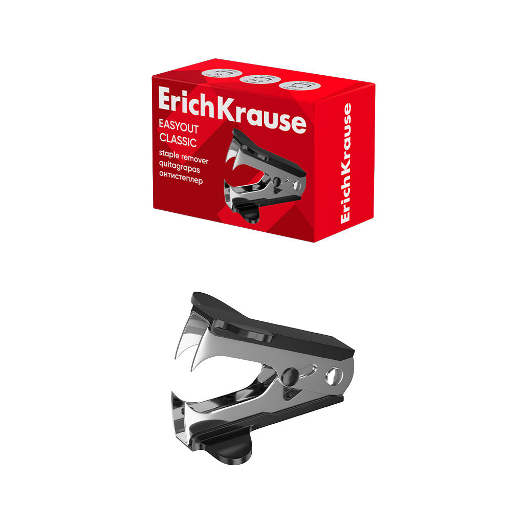 Цена за 24 шт. Антистеплер с фиксатором ErichKrause EasyOut Classic, черный (в коробке по 1 шт.)