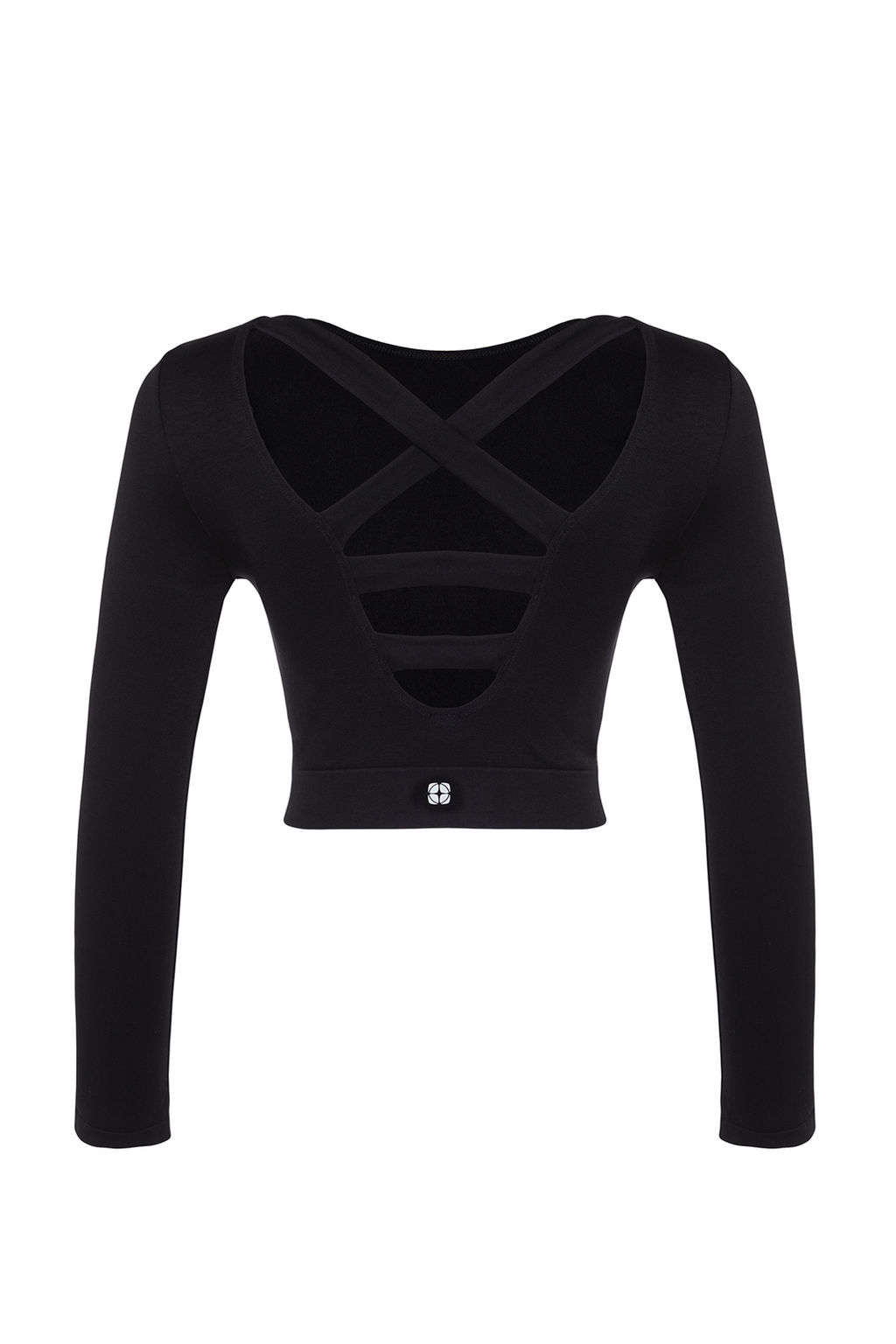 Trendyolmilla Siyah Seamless/Dikissiz S?rt ve Reflektor Bask? Detayl? Crop Orme Spor Ust/Bluz THMAW24BZ00023