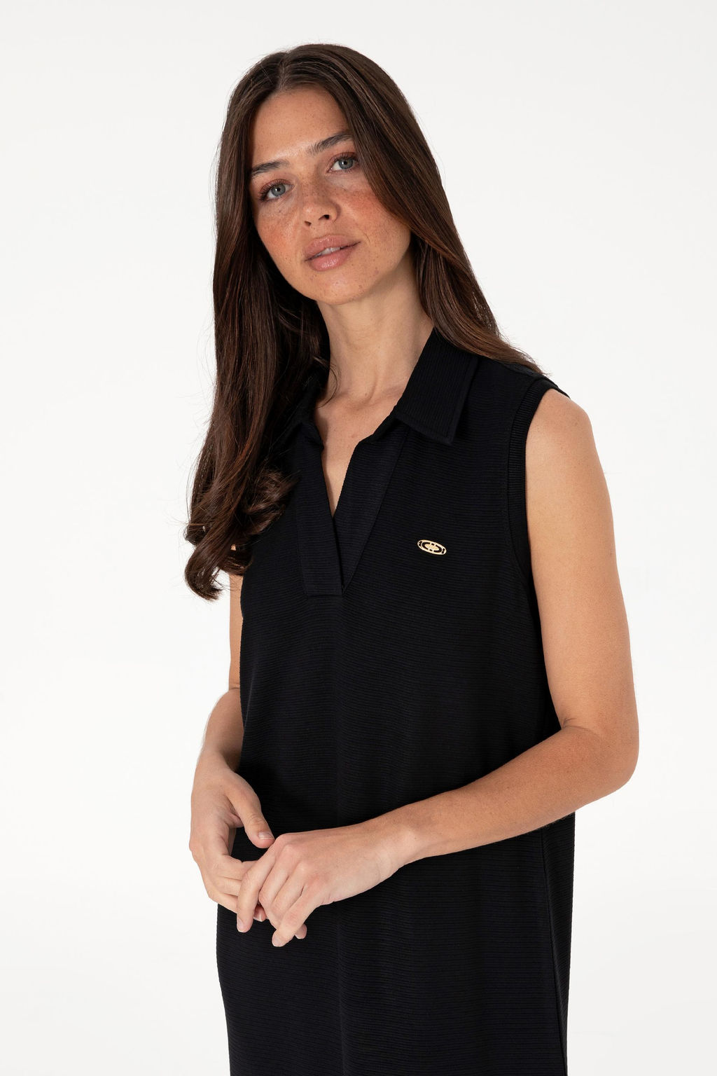 Kad_n Siyah Polo Yaka Midi Boy _rme Elbise Sepette S_rpriz _ndirim - U.s. polo assn фото 2