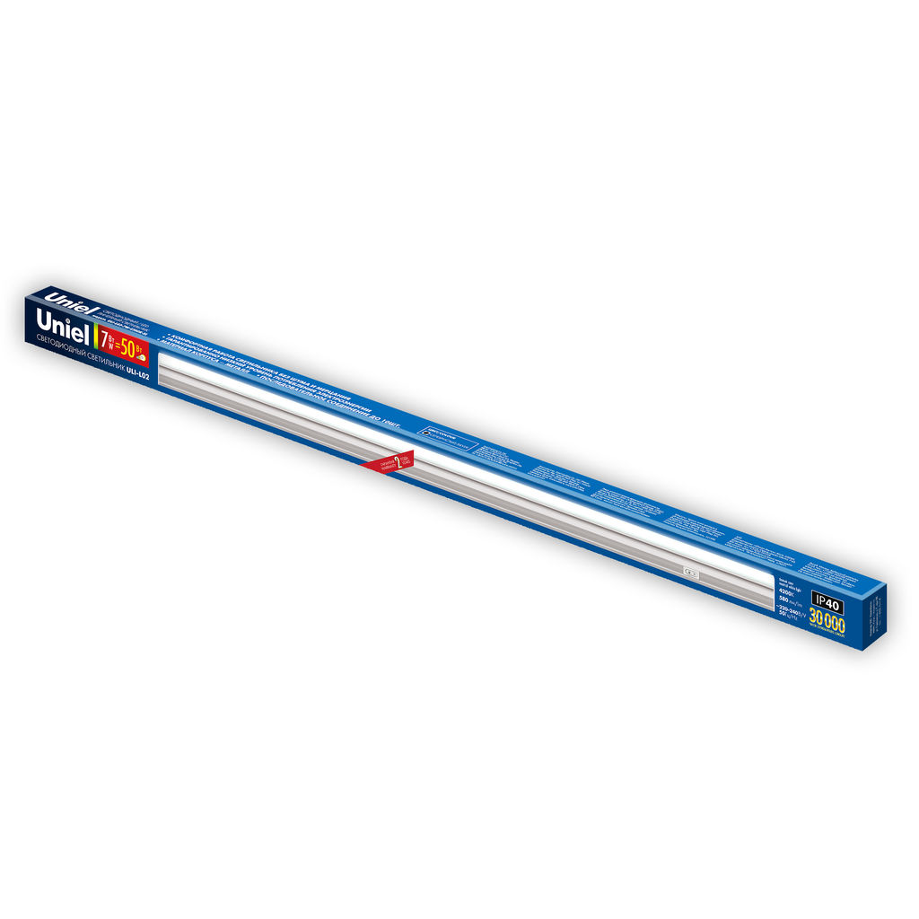 ULI-L02-7W-4200K-SL Линейный светильник LED (аналог Т5), 580Lm, 4200K, выключатель на корпусе.Цвет корпуса - серебристый.