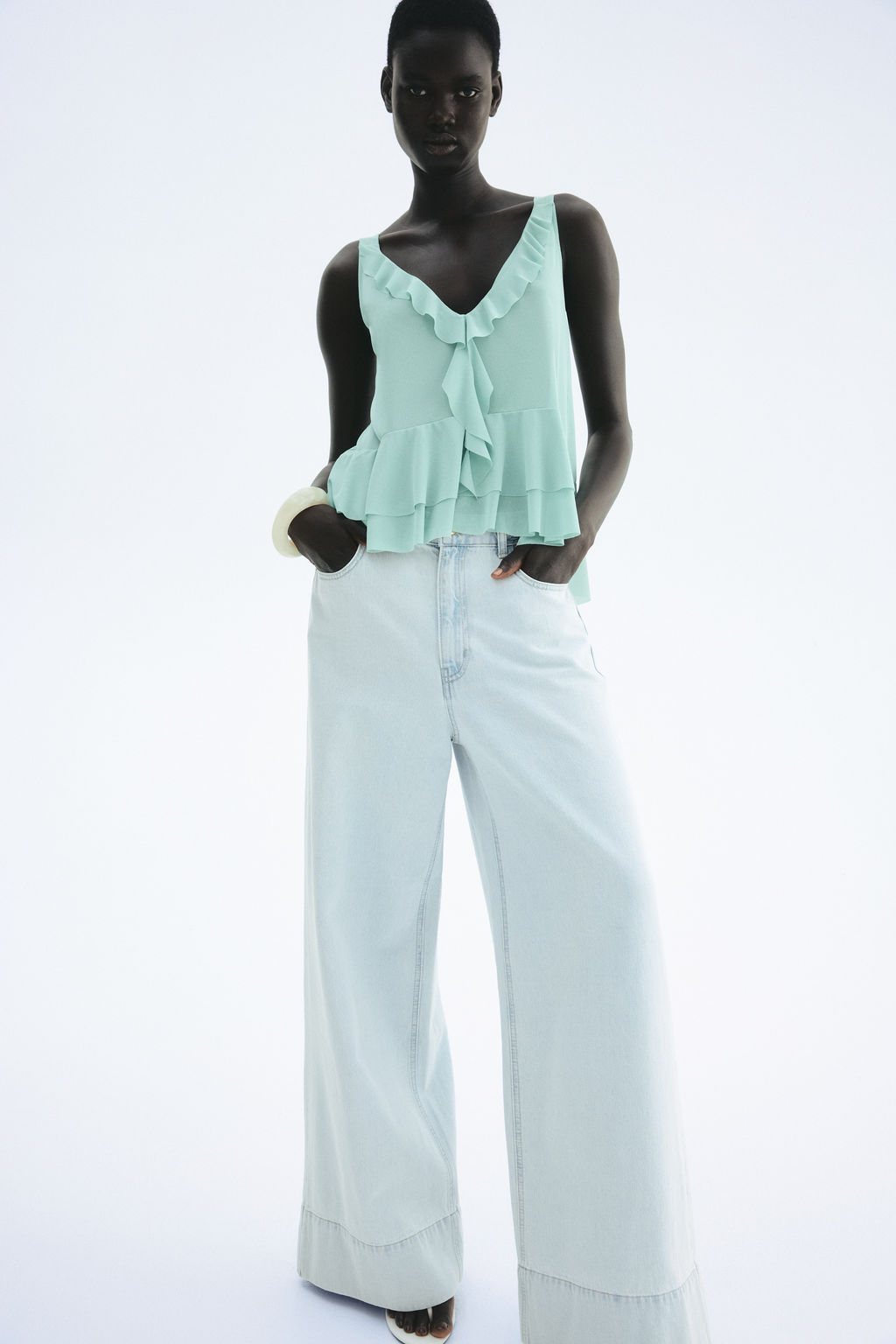 Top de tirantes con volantes decorativos - H&m фото 6