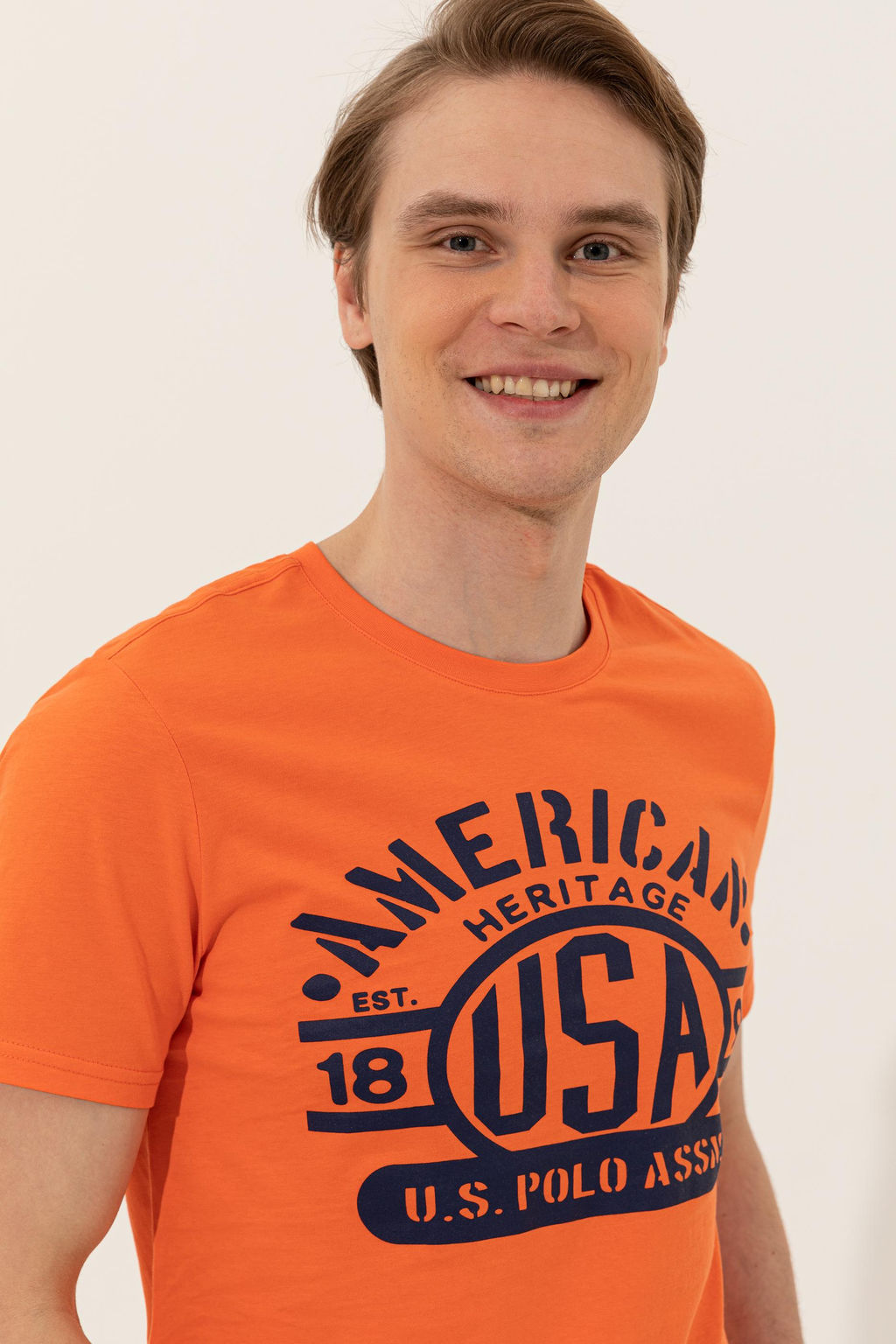 U. S. Polo Assn Мужская оранжевая футболка с круглым вырезом - U.s. polo assn фото 14