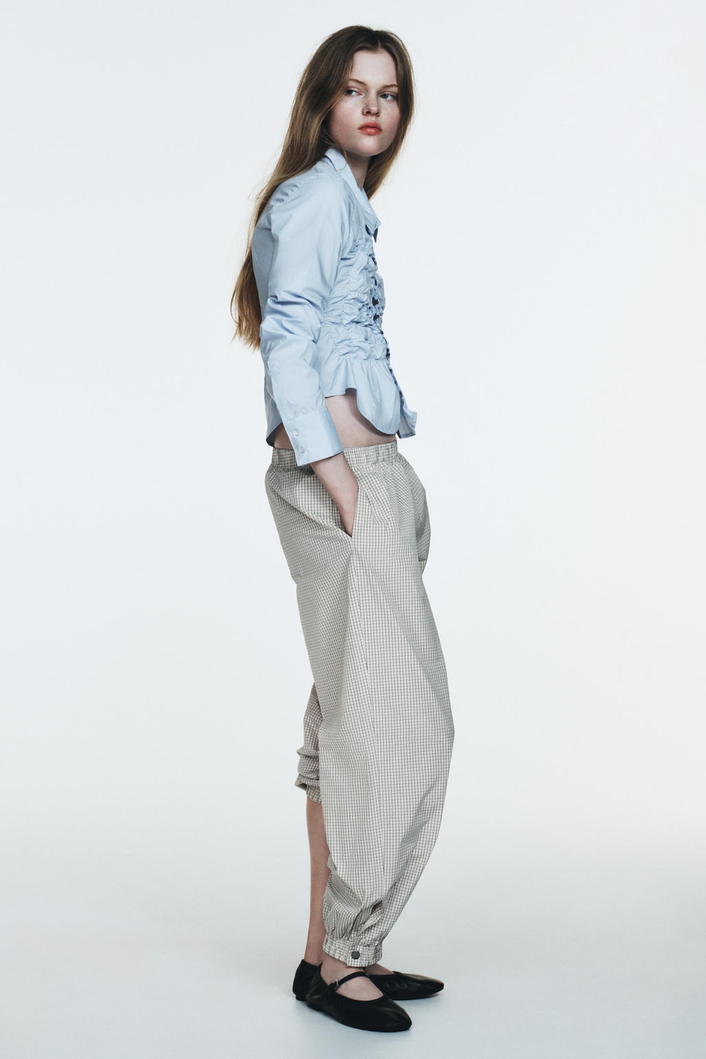 POPLIN SHIRT WITH ELASTIC GATHERING - Zara фото 10
