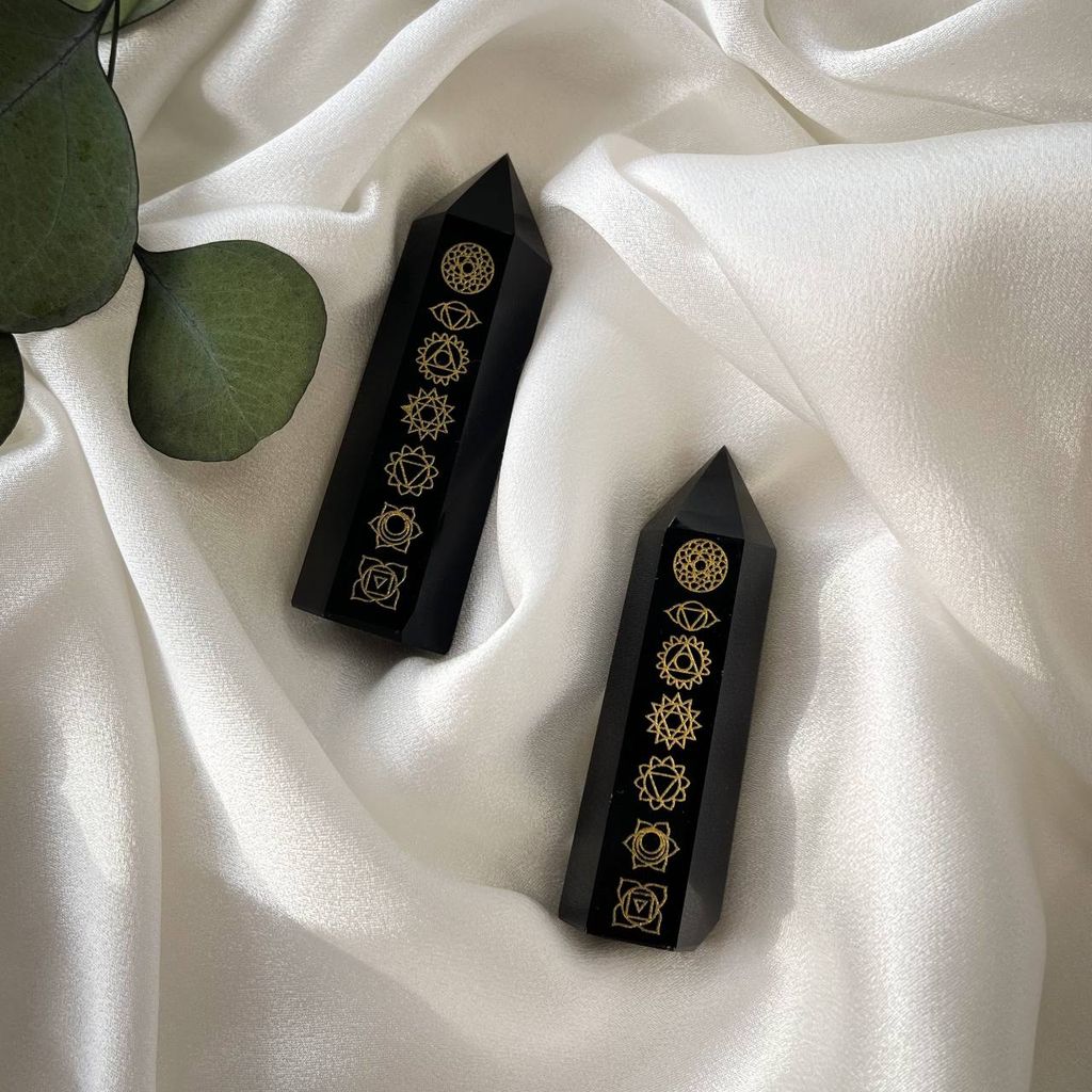 Кристалл из Обсидиана "Семь чакр"