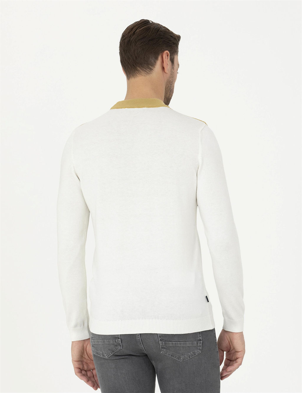Ekru Slim Fit Yar_m Bal_k__ Yaka Triko Kazak - Pierre cardin фото 5
