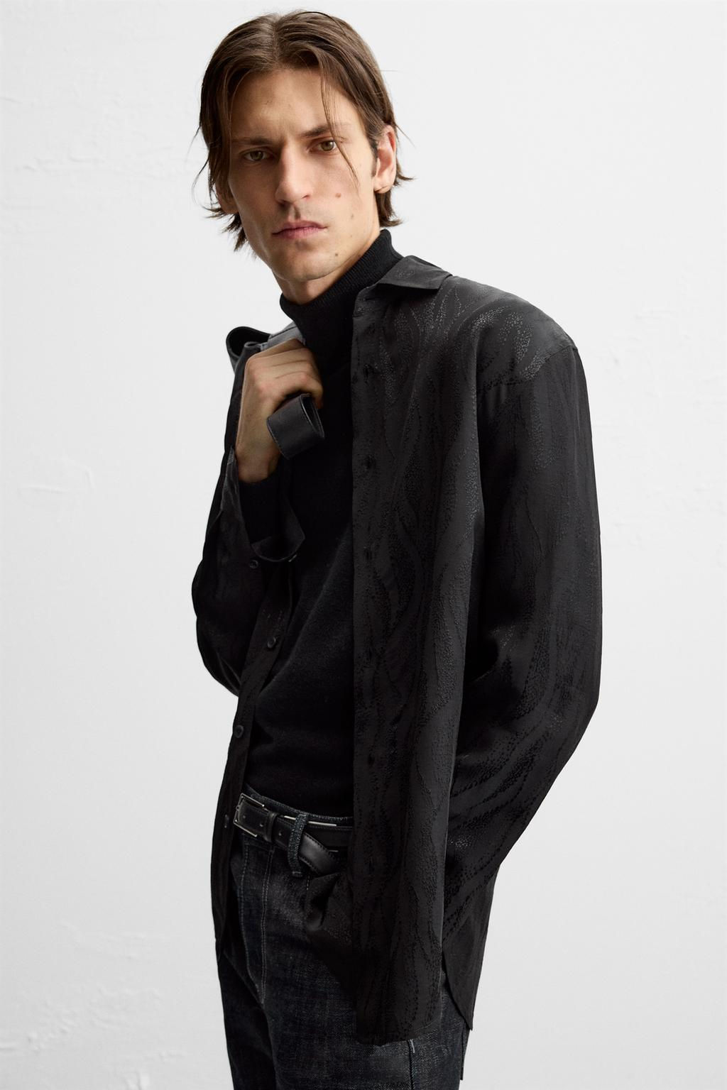SATIN JACQUARD SHIRT - Zara фото 5