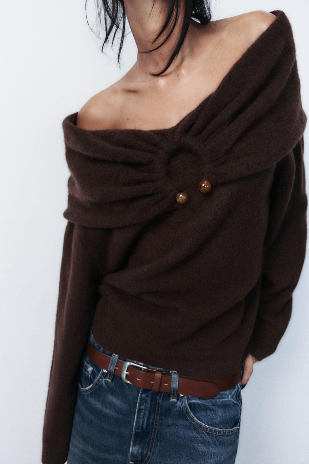 KNIT OFF-THE-SHOULDER SWEATER - Zara фото 2