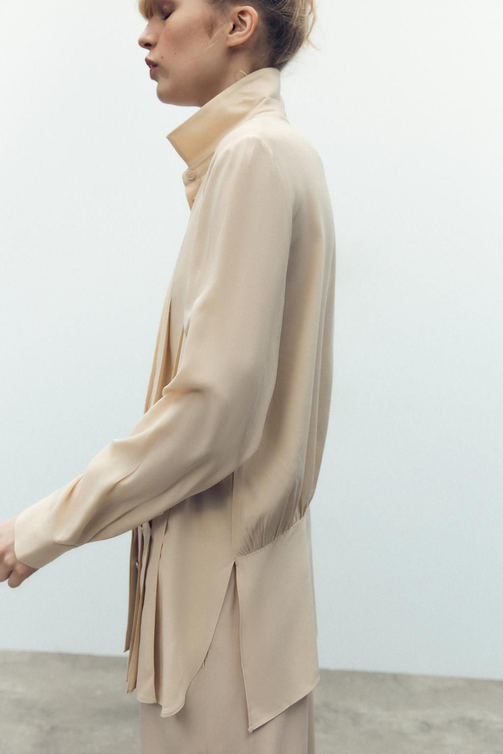 100% VISCOSE SHIRT WITH PLEATS - Zara фото 4
