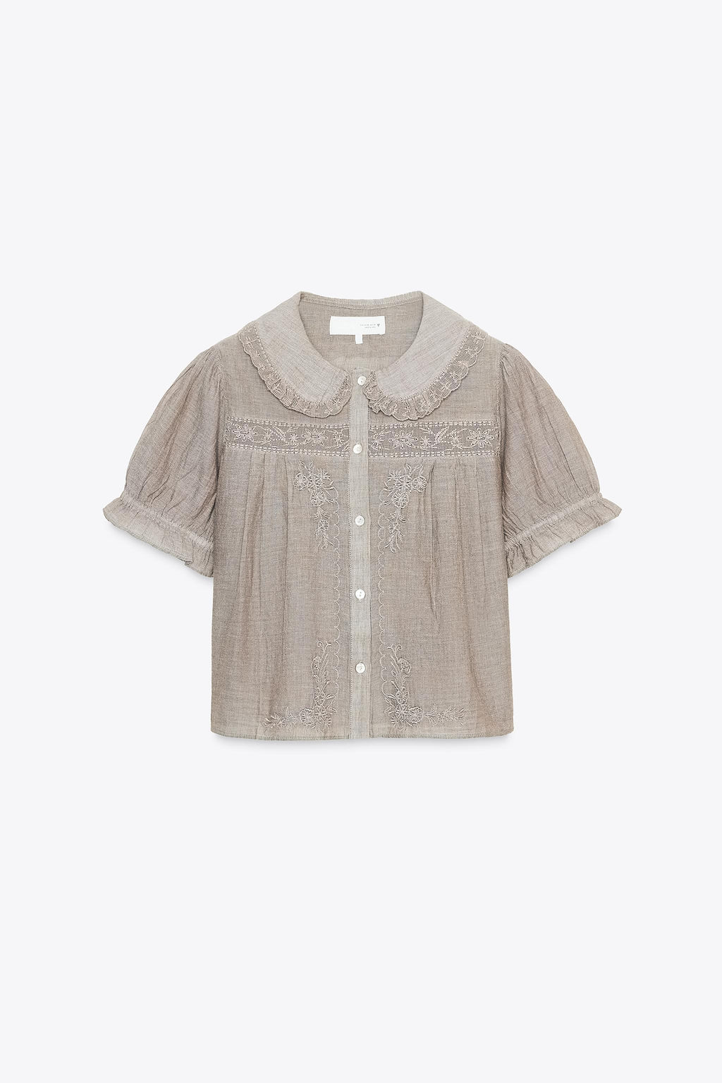 EMBROIDERED SHIRT WITH PETER PAN COLLAR - Zara фото 4