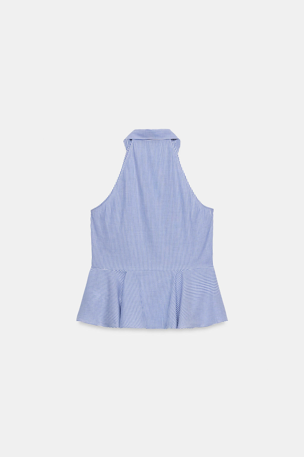 CAMISA HALTER RAYAS PEPLUM / Crudo / Azul - Zara фото 8