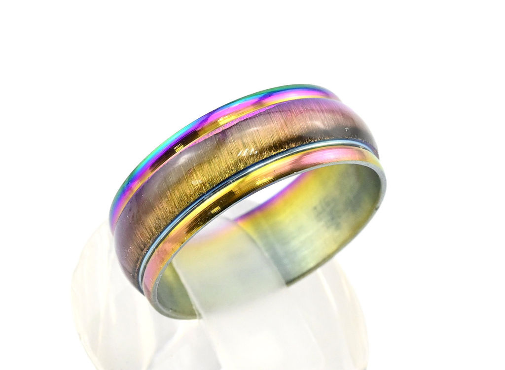 Кольцо из нержавеющей стали цв.хамелеон Радуга камня