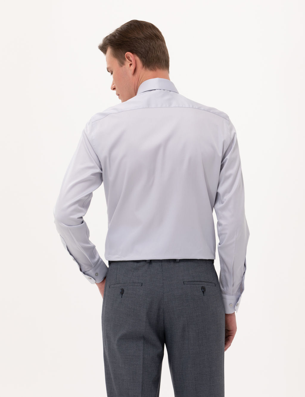 Gri Slim Fit Uzun Kollu Klasik G_mlek