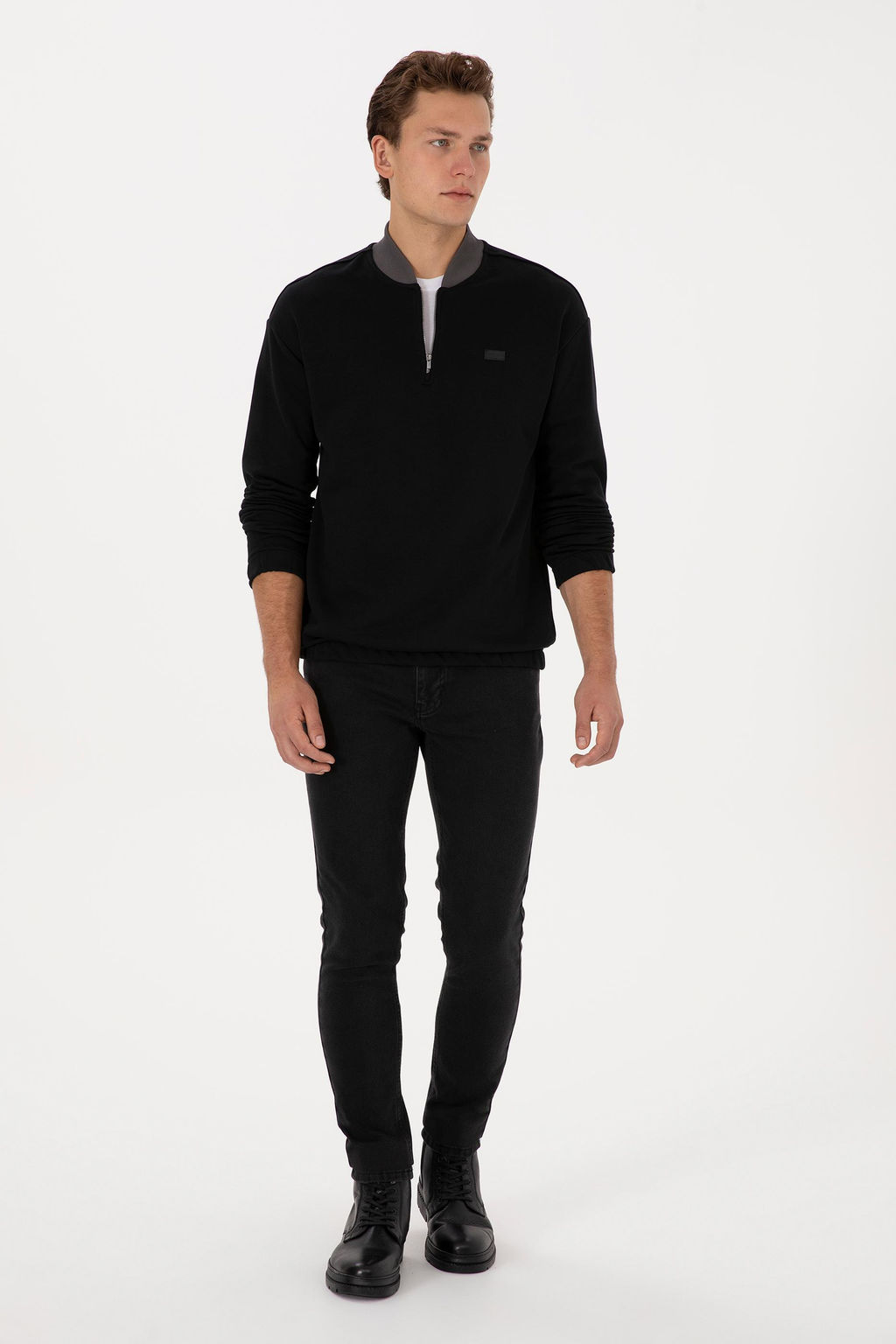 Erkek Comfort Fit Yar_m Fermuarl_ Siyah Sweatshirt - U.s. polo assn фото 4