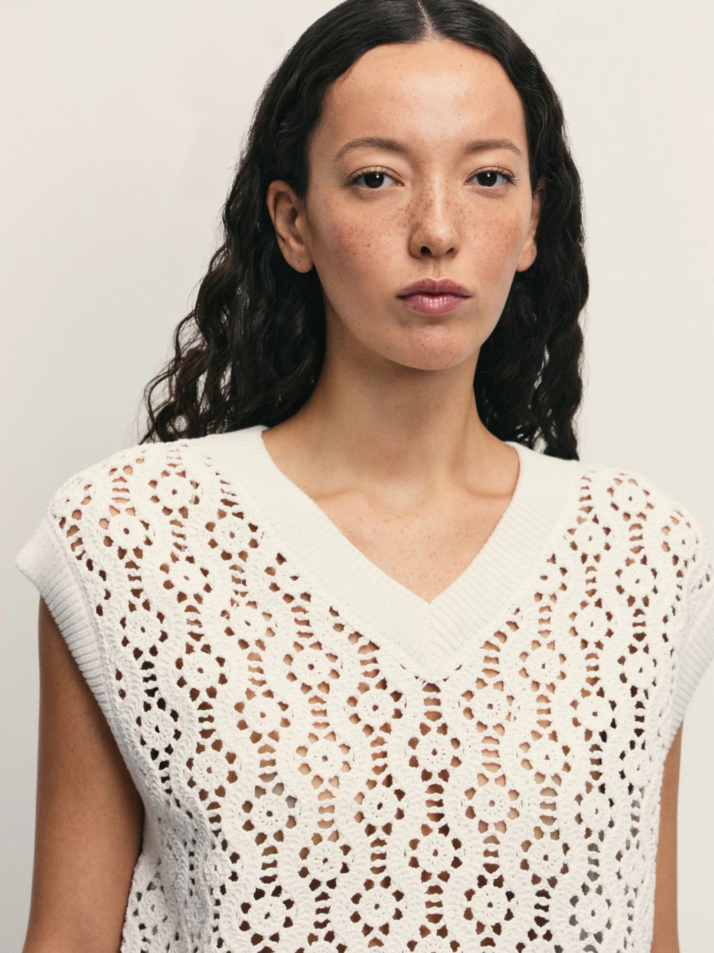 Топ из ажурной вязки из хлопка / Zarina  фото 6