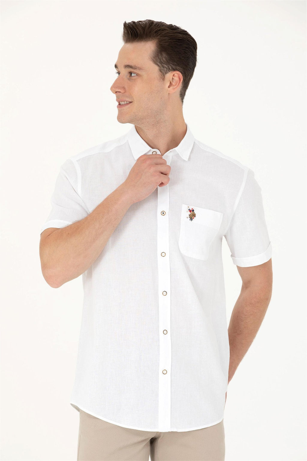 Мужская белая рубашка с коротким рукавом - U.s. polo assn фото 8