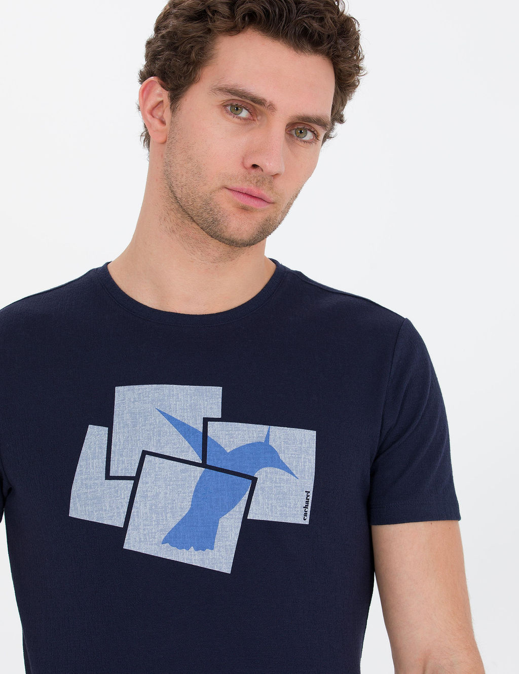 Темно-синяя футболка узкого кроя с круглым вырезом - Cacharel фото 8