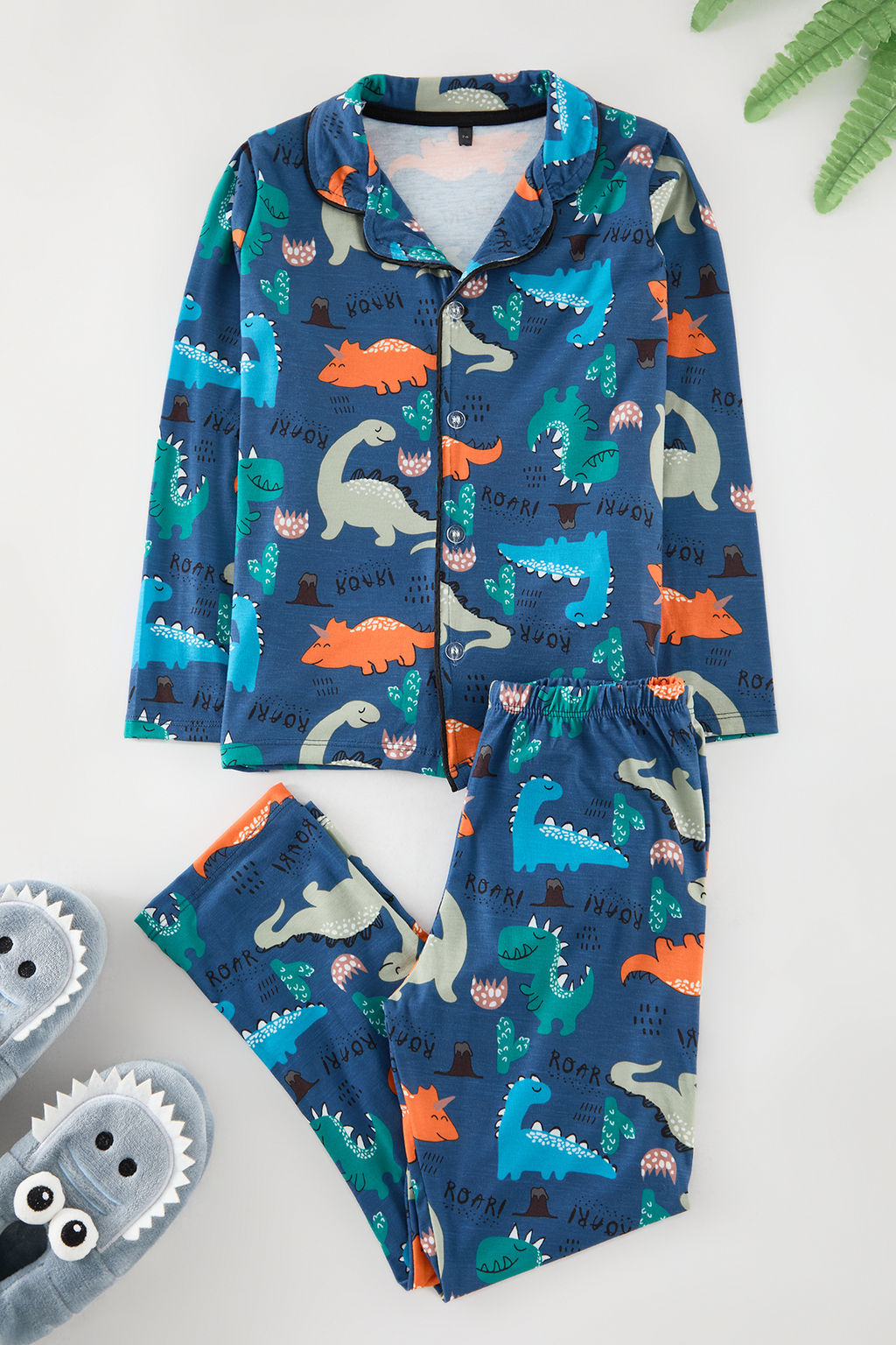 Ekru Yumusak Dokulu Erkek Cocuk Bask?l? Orme Pijama Tak?m TKDAW25AU00111 - Trendyolmilla фото 3