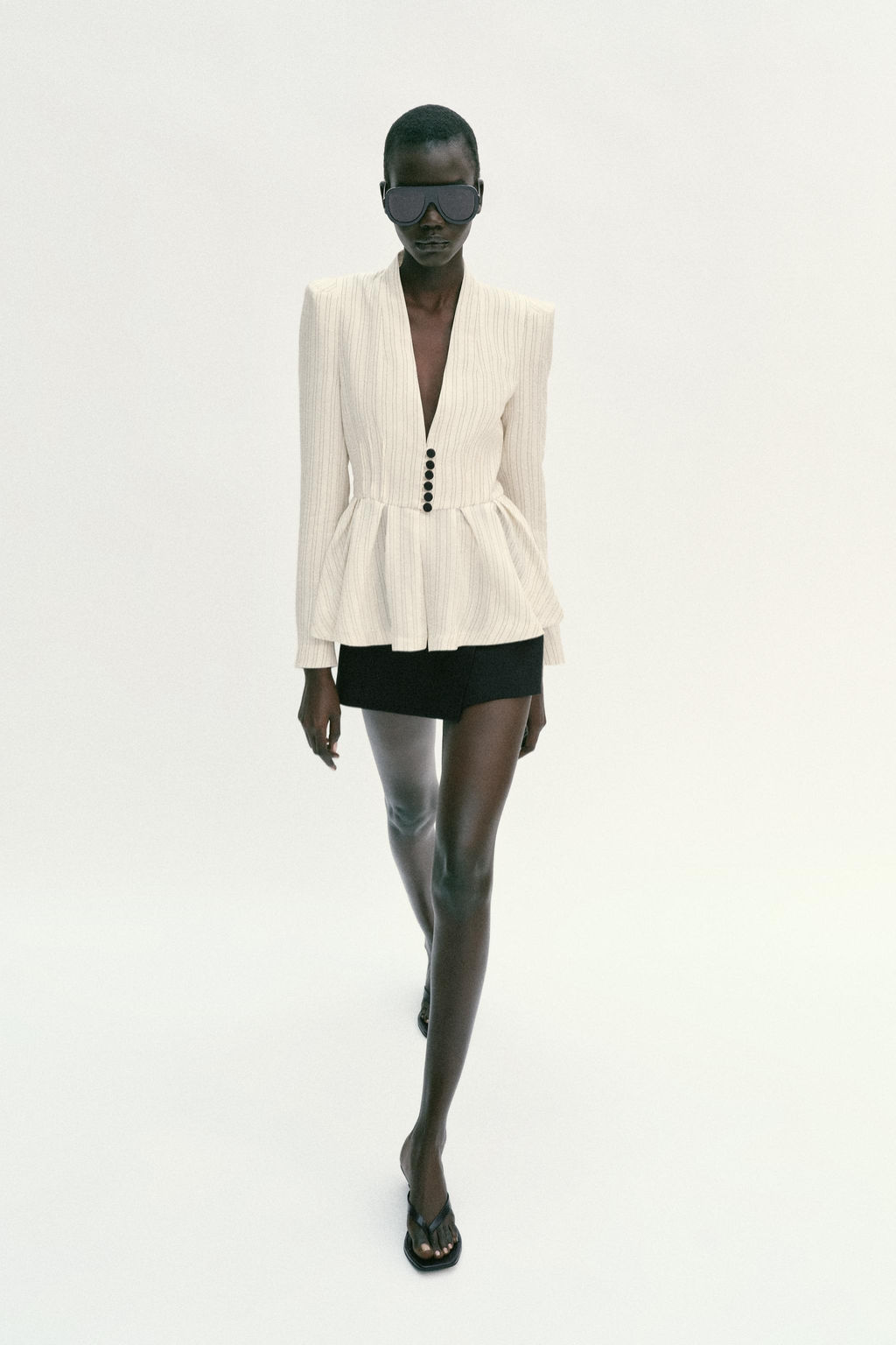BLAZER RAYAS PEPLUM / Crudo / Marr?n - Zara фото 7