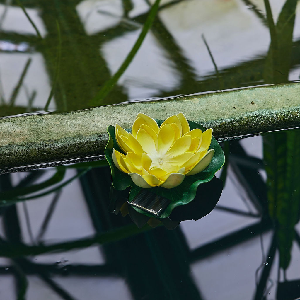 USL-S-827/PT060 YELLOW WATERLILY Садовый светильник на солнечной батарее Желтая кувшинка. Плавающий. 1 светодиода. Теплый белый свет. 1*ААA Ni-Mh аккумулятор в/к. IP44. TM Uniel - Volpe фото 5