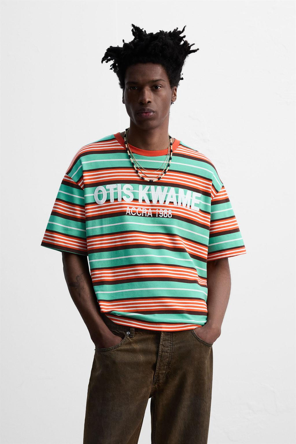 STRIPED EMBROIDERED T-SHIRT OTIS KWAME KYE QUAICOE - Zara фото 2