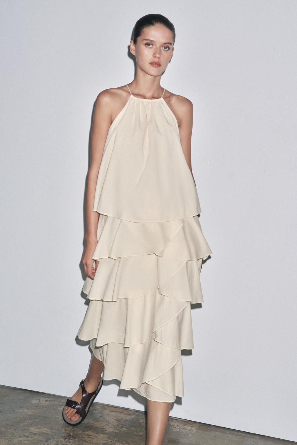 ZW COLLECTION HALTER RUFFLE DRESS - Zara фото 4