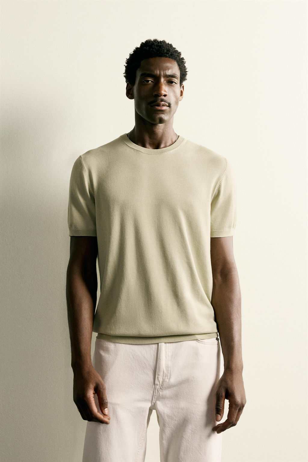 CAMISETA PUNTO REGULAR FIT B?SICO / Verde claro - Zara фото 9