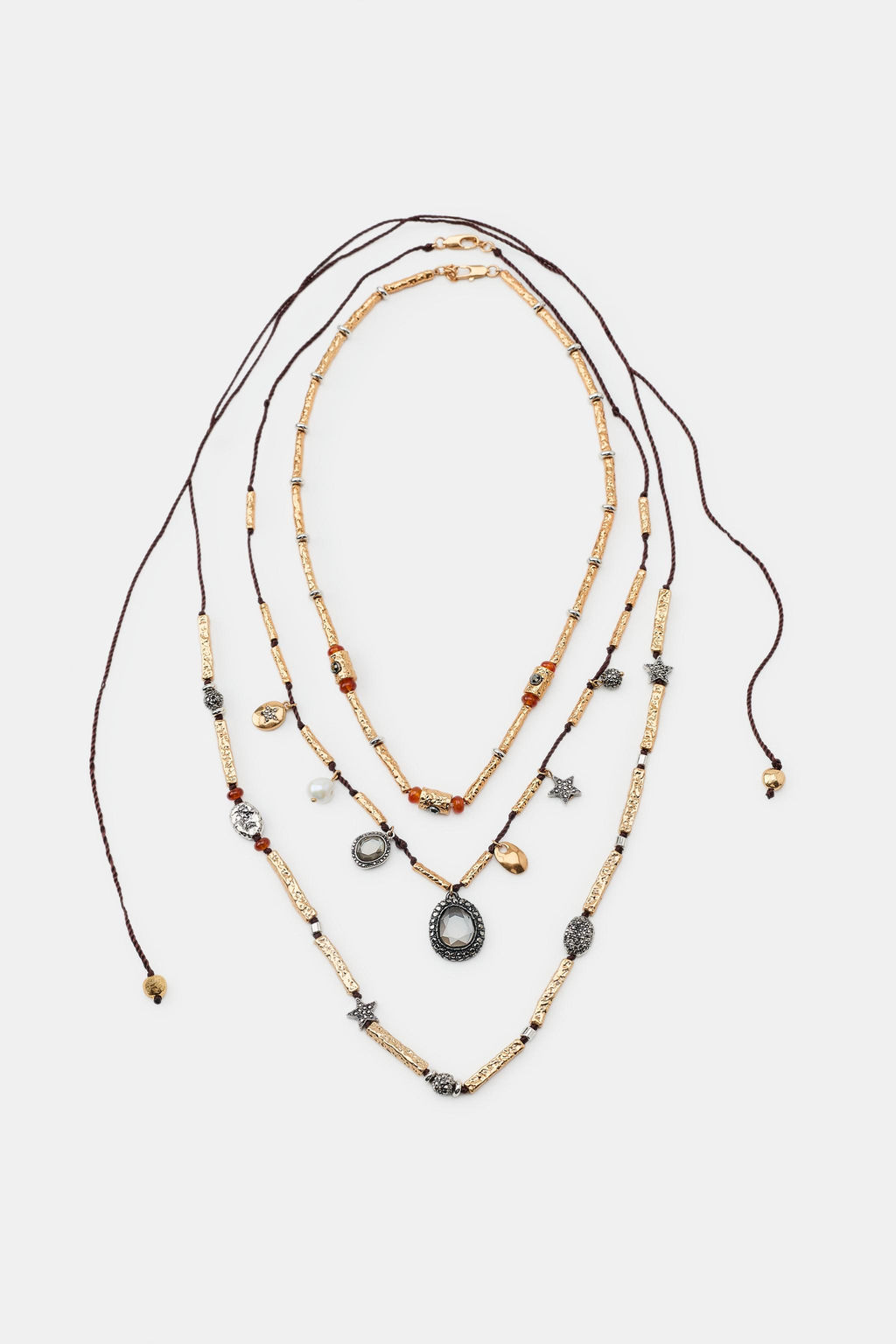 PACK 3 COLLARES CORD?N CHARMS JOYAS / Dorado - Zara фото 3