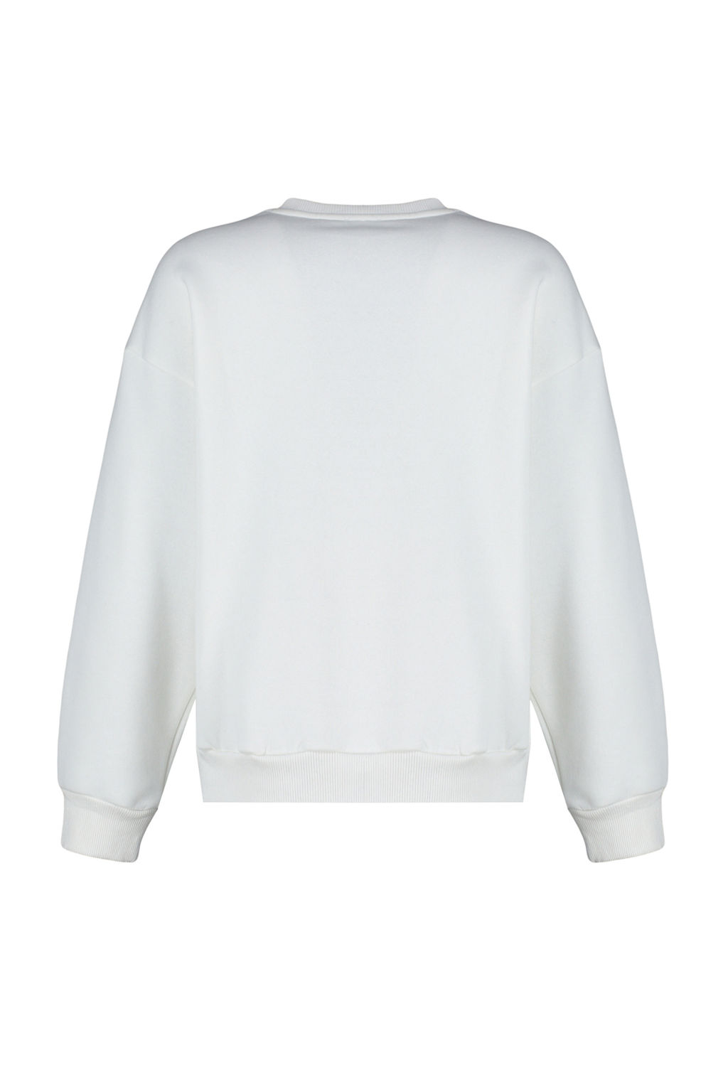 Ekru Kal?n Ici Polarl? Regular/Normal Kal?p Bisiklet Yaka Basic Orme Sweatshirt TWOAW24SW00101