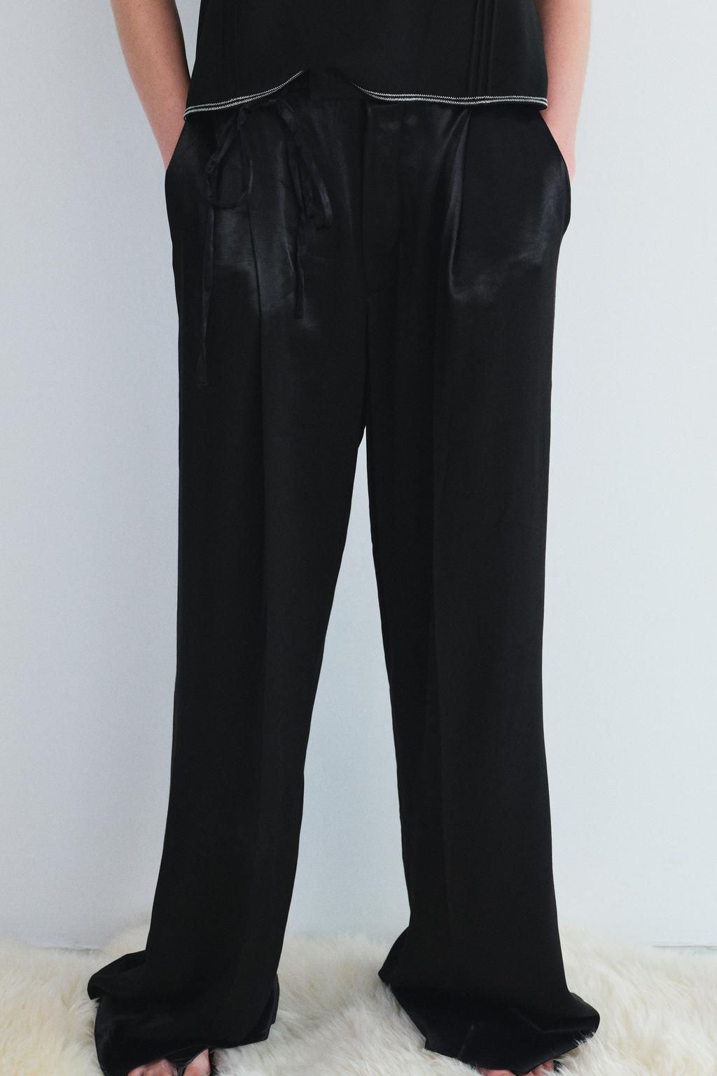 ZW COLLECTION SATIN TROUSERS WITH BOW - Zara фото 2