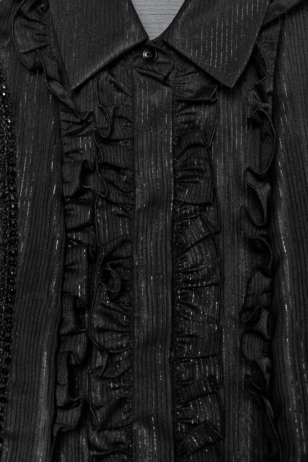 SEMI-SHEER SHIRT WITH RUFFLES AND BEADS - Zara фото 8