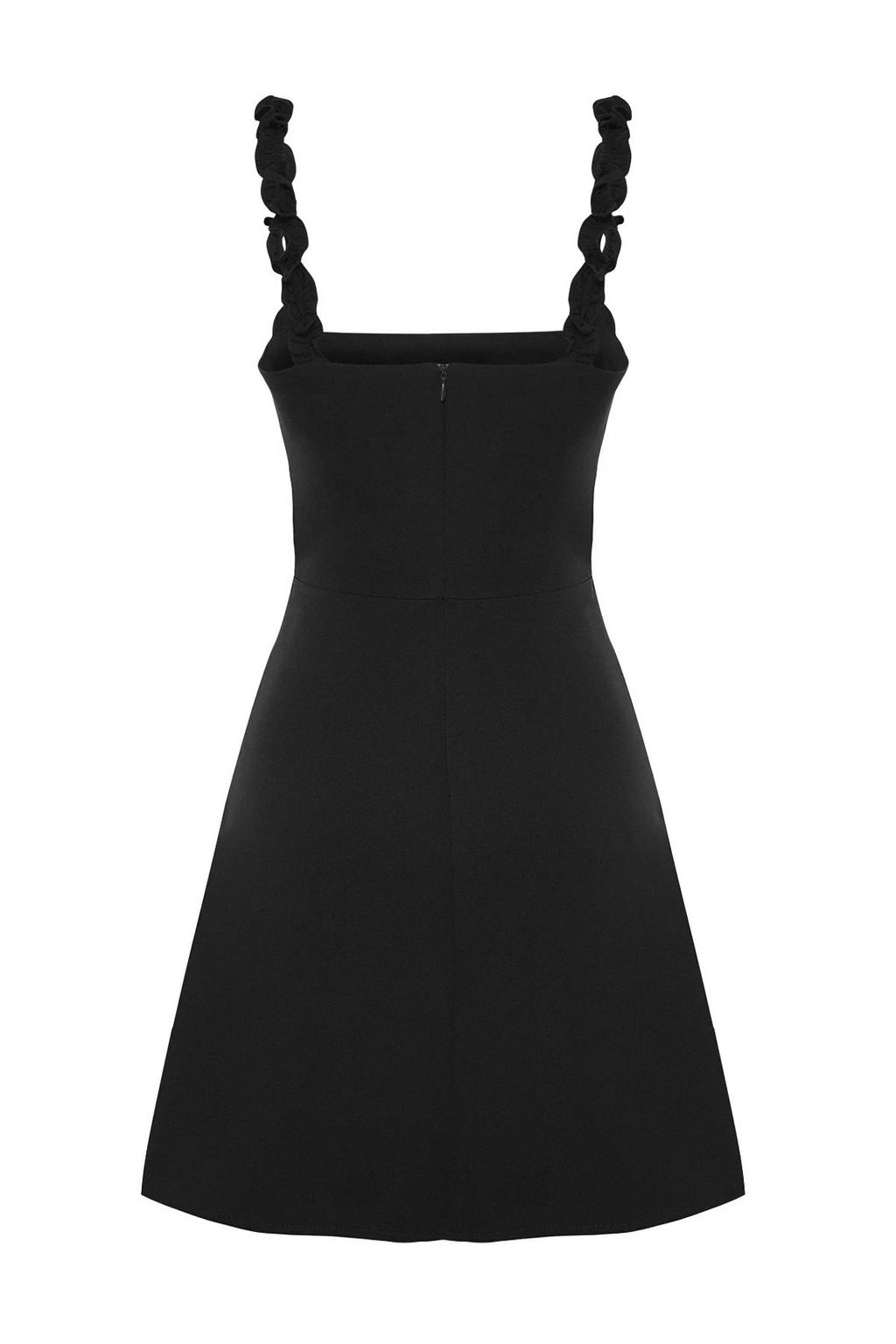 Siyah A Kesim Kare Yaka Ask? Detayl? Mini Dokuma Elbise TWOSS22EL2175