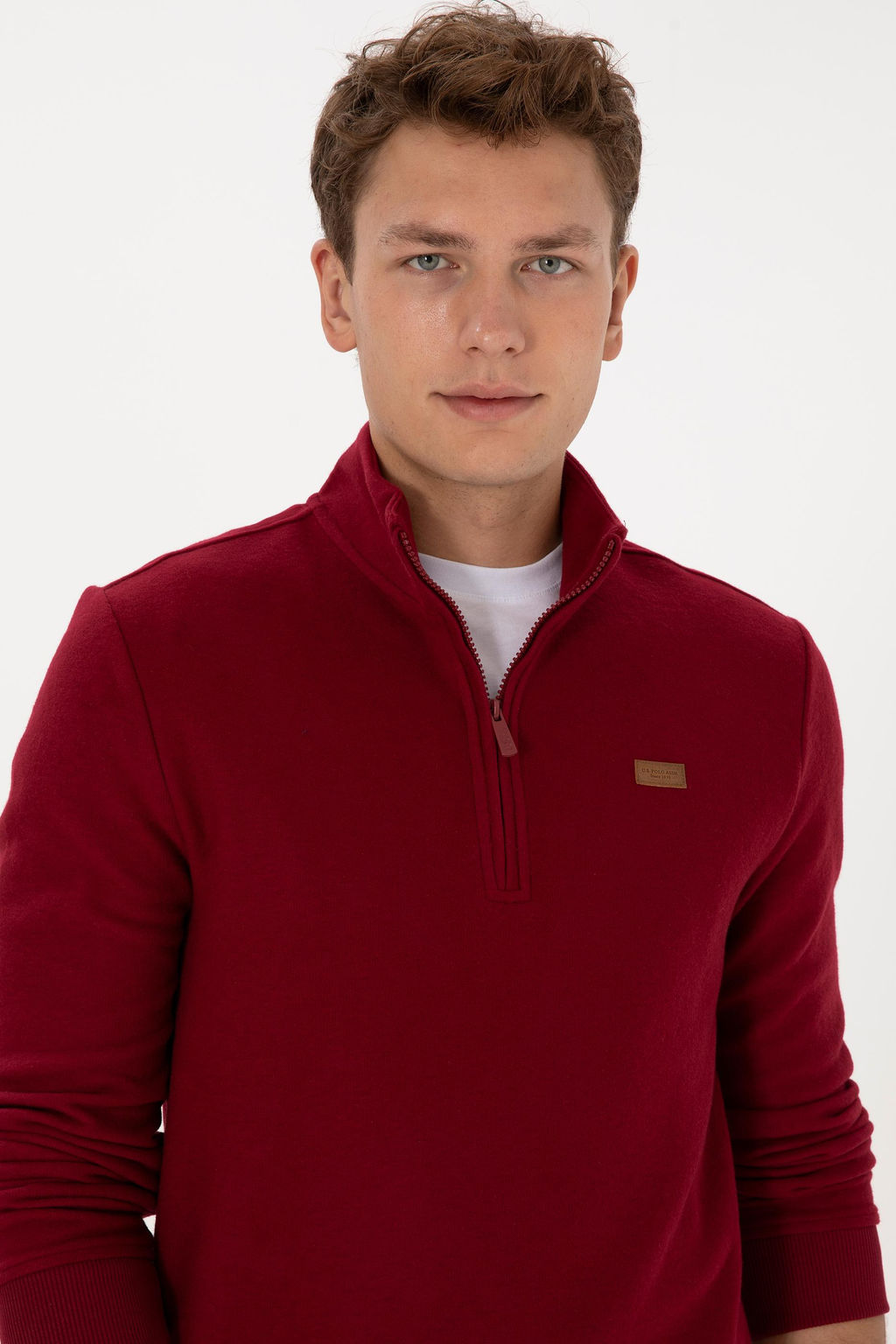 Erkek Regular Fit Yar_m Fermuarl_ Bordo Basic Sweatshirt - U.s. polo assn фото 2