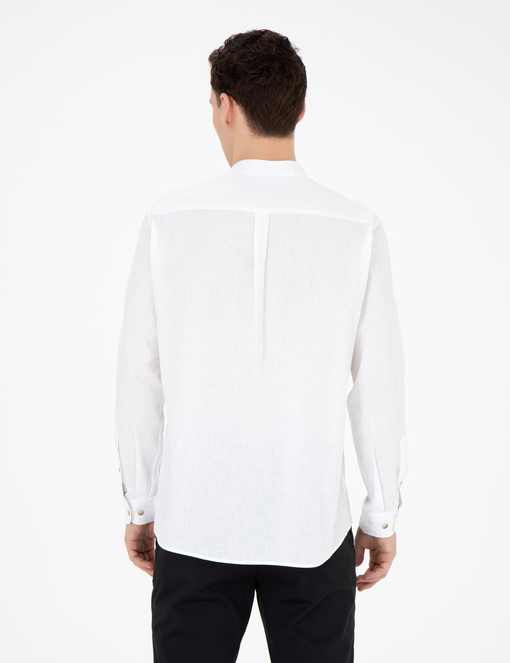 Рубашка Pierre Cardin Regular Fit белая с примесью льна