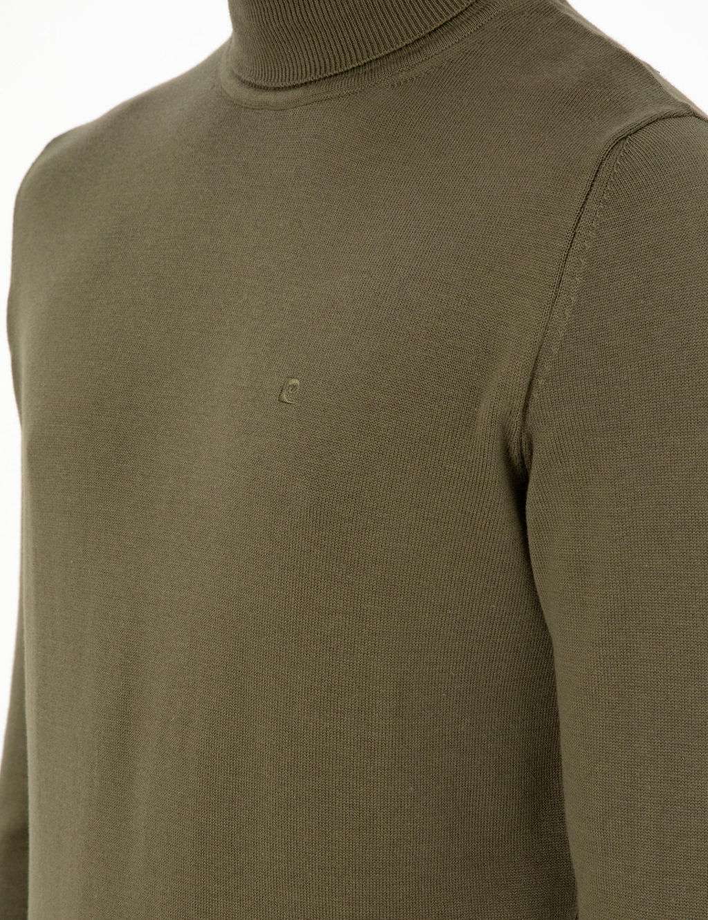 Koyu Haki Slim Fit Bal_k__ Yaka Basic Triko Kazak