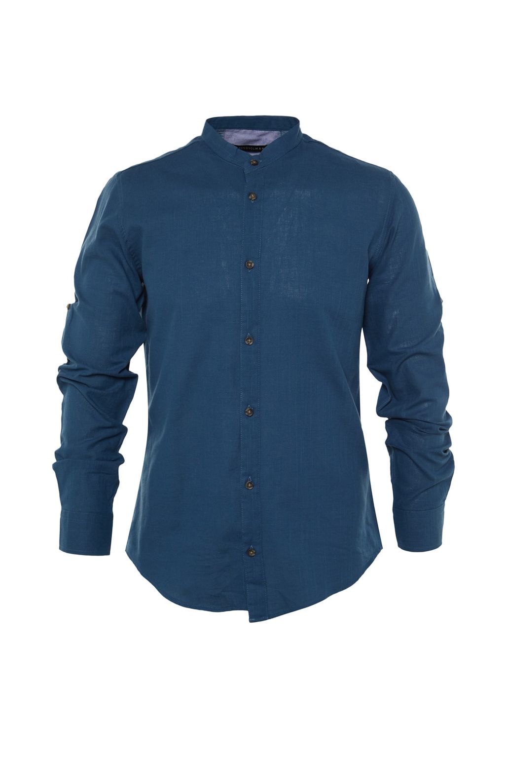 TRENDYOL MAN Koyu Yesil Slim Fit Basic Hakim Yaka Apoletli %100 Pamuklu Keten Gorunumlu Gomlek TMNSS20GO0188 - Trendyolmilla фото 6
