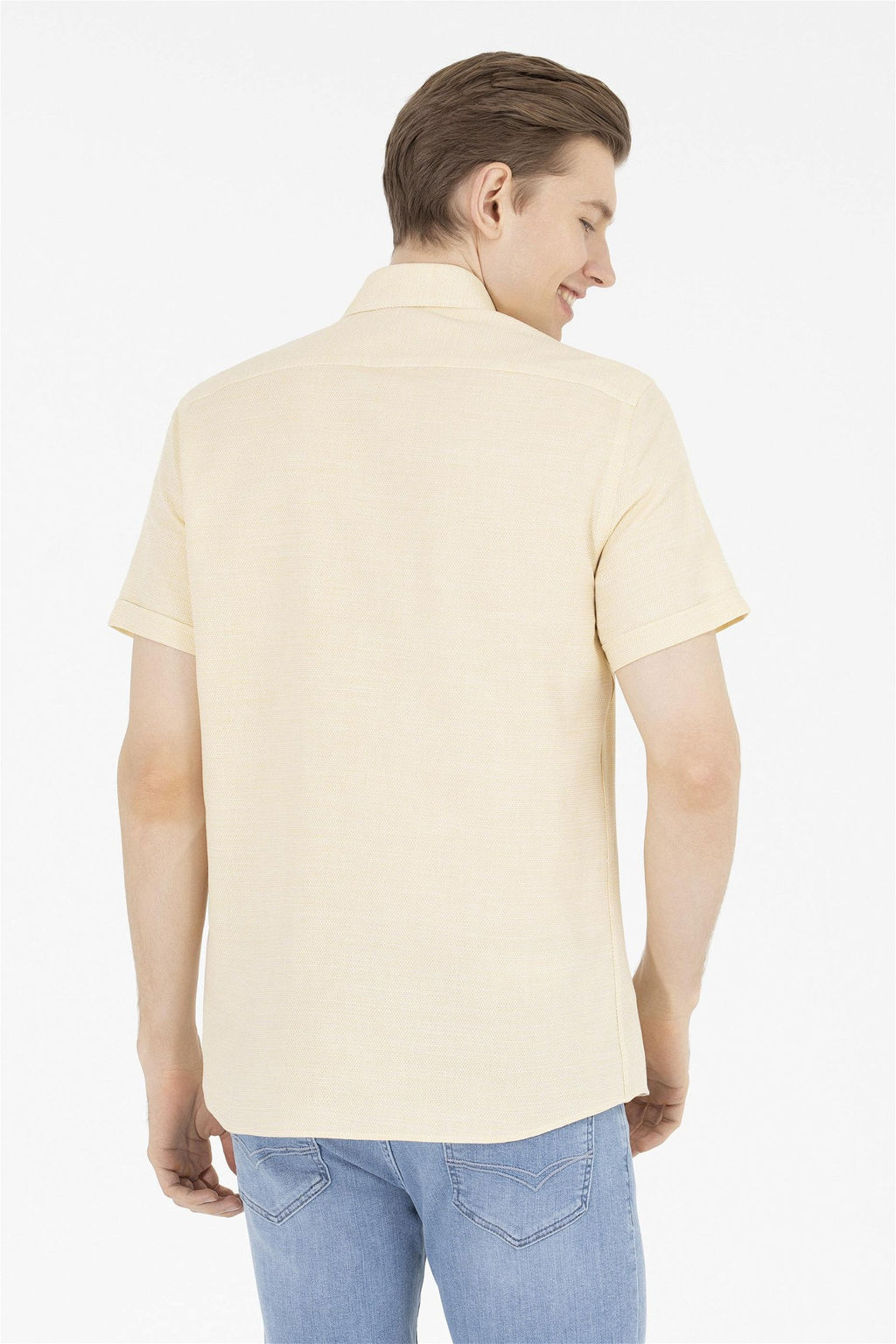 U. S. Polo Assn / Мужская светло-желтая рубашка с коротким рукавом - U.s. polo assn фото 12