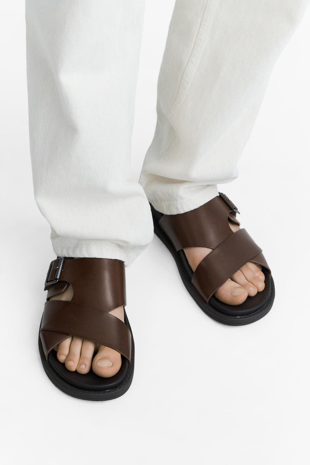 Criss-cross sandals with buckle - Zara фото 12