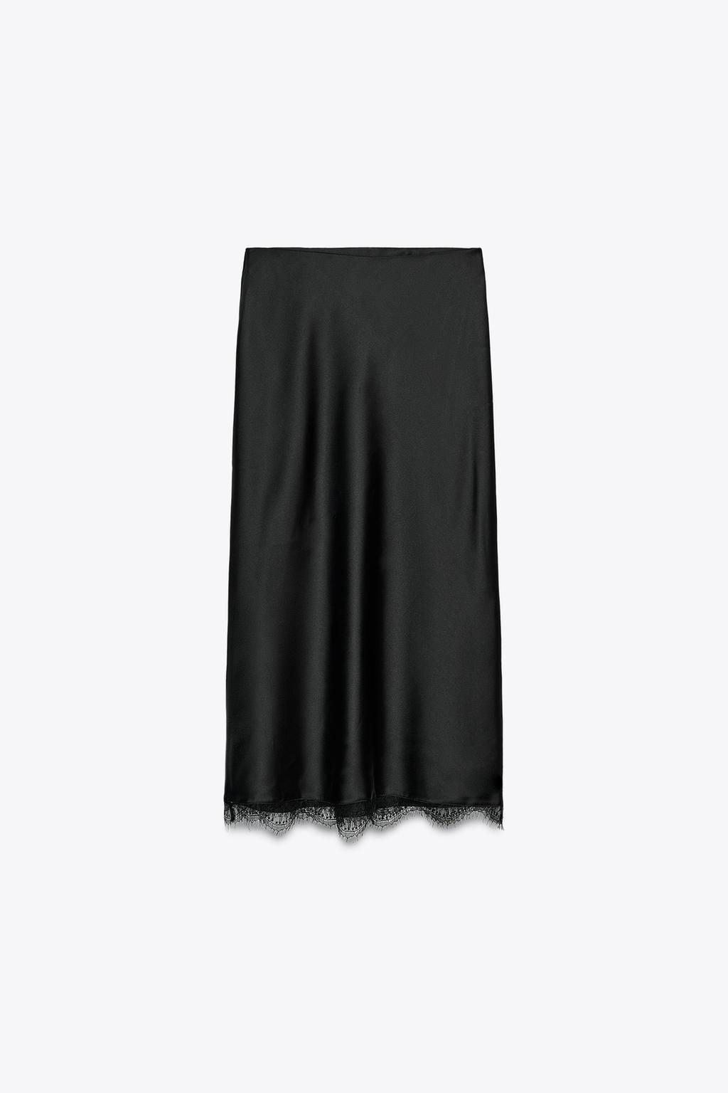 SATIN MIDI LACE SKIRT - Zara фото 3