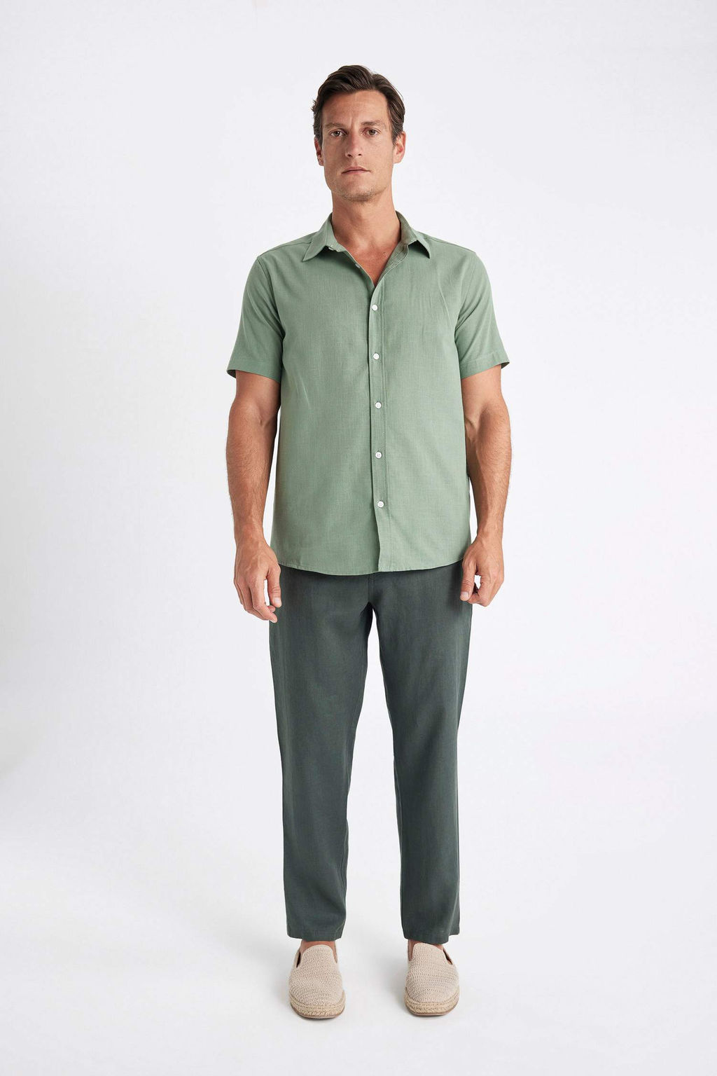 Relax Fit Rahat Kesim Duz Paca Yazl?k Keten Pantolon - Defacto фото 2