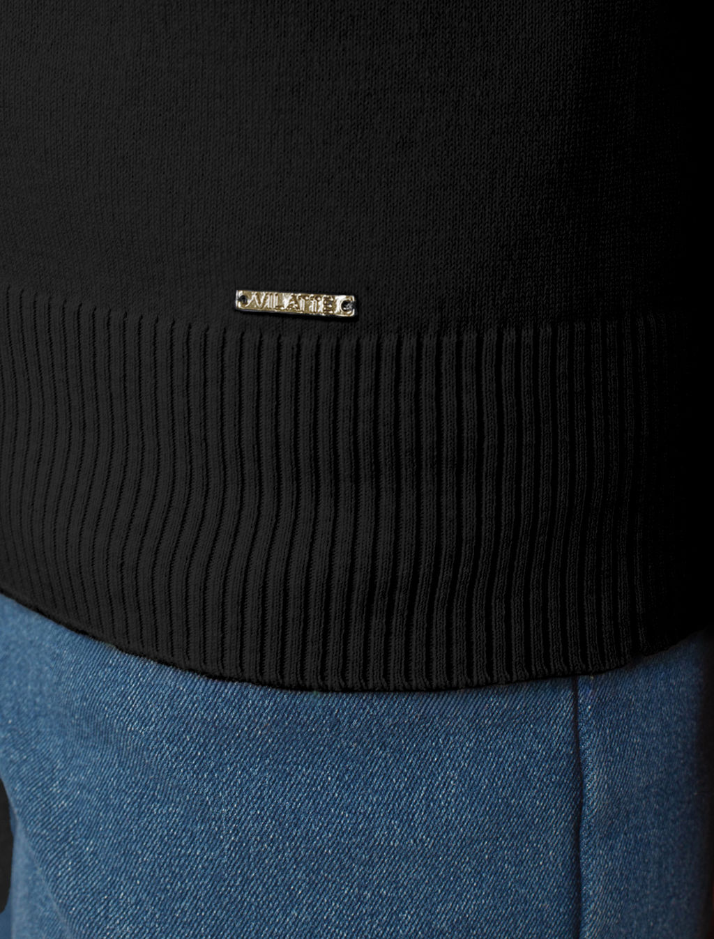 Джемпер Vilatte из хлопка с нейлоном черный  фото 2