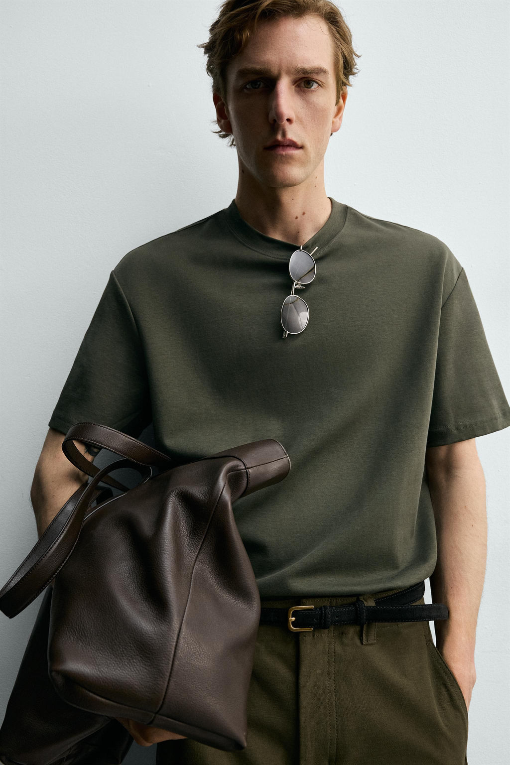 CAMISETA RELAXED FIT INTERLOCK /04 / Khaki oscuro - Zara фото 5